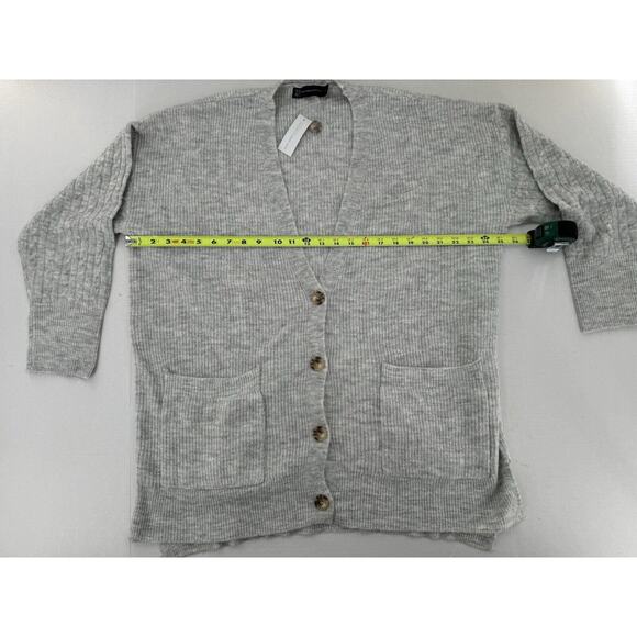 New York & Company Cardigan Sweater Sz L Cable Knit Grey Soft Cozy Preppy Casual - Picture 9 of 16